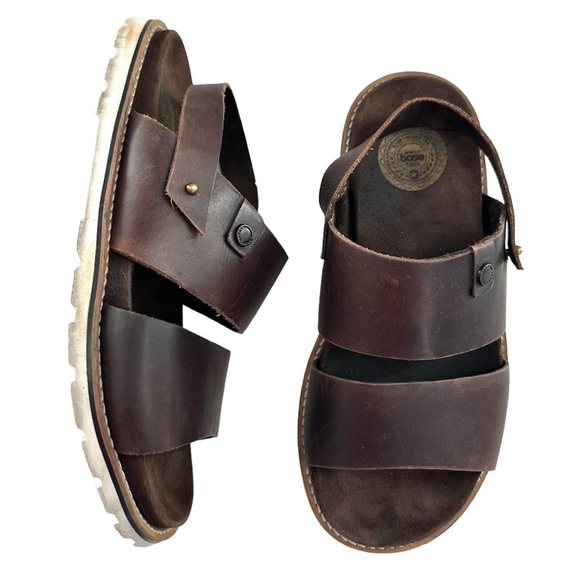 Base London Brown Leather Karoo Strap Sandals - Picture 1 of 9